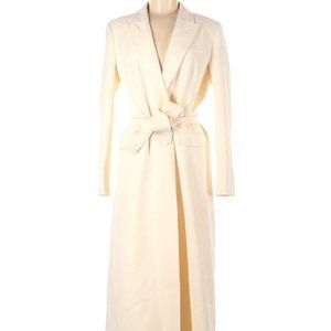 Lafayette 148 New York Wool Tan Ivory Coat, size 8 NWOT